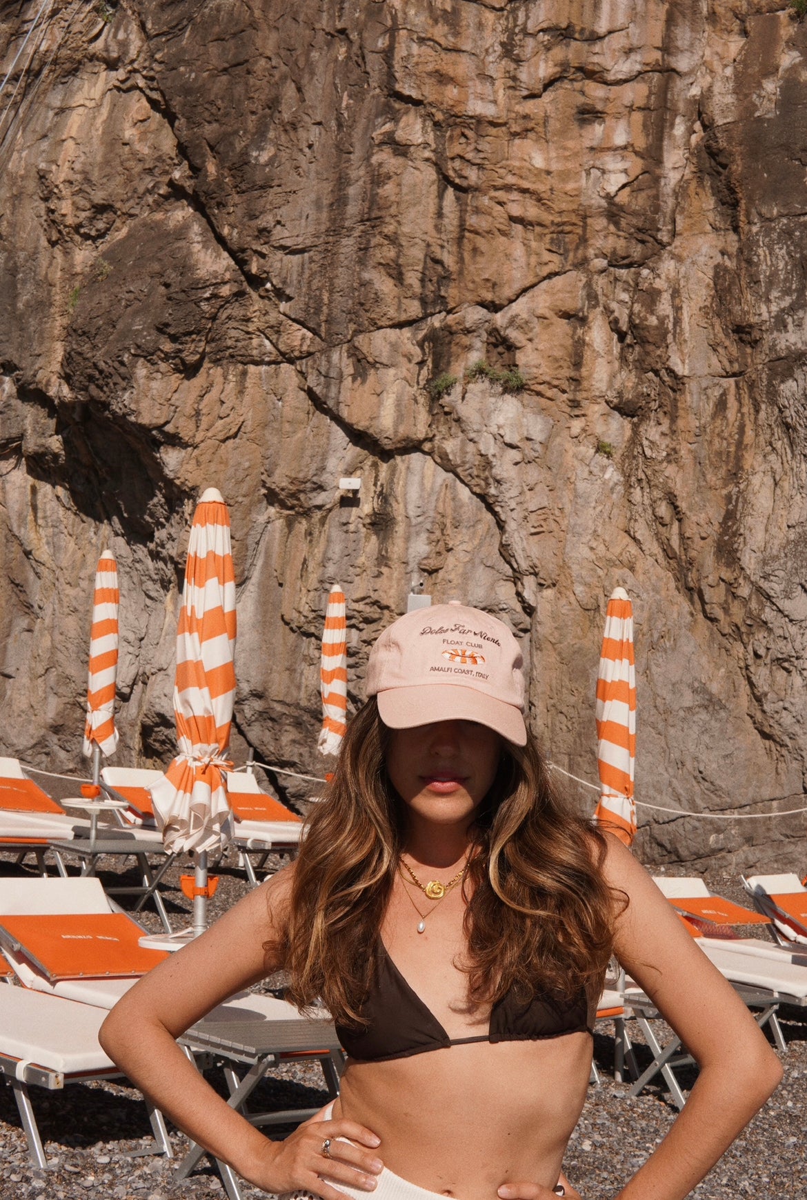 Amalfi Coast ball cap, Positano dad cap, pink women baseball cap. Dolce Far Niente, Light pink hat Italy, satin interior lining ball cap, baseball hat, cute baseball hat,