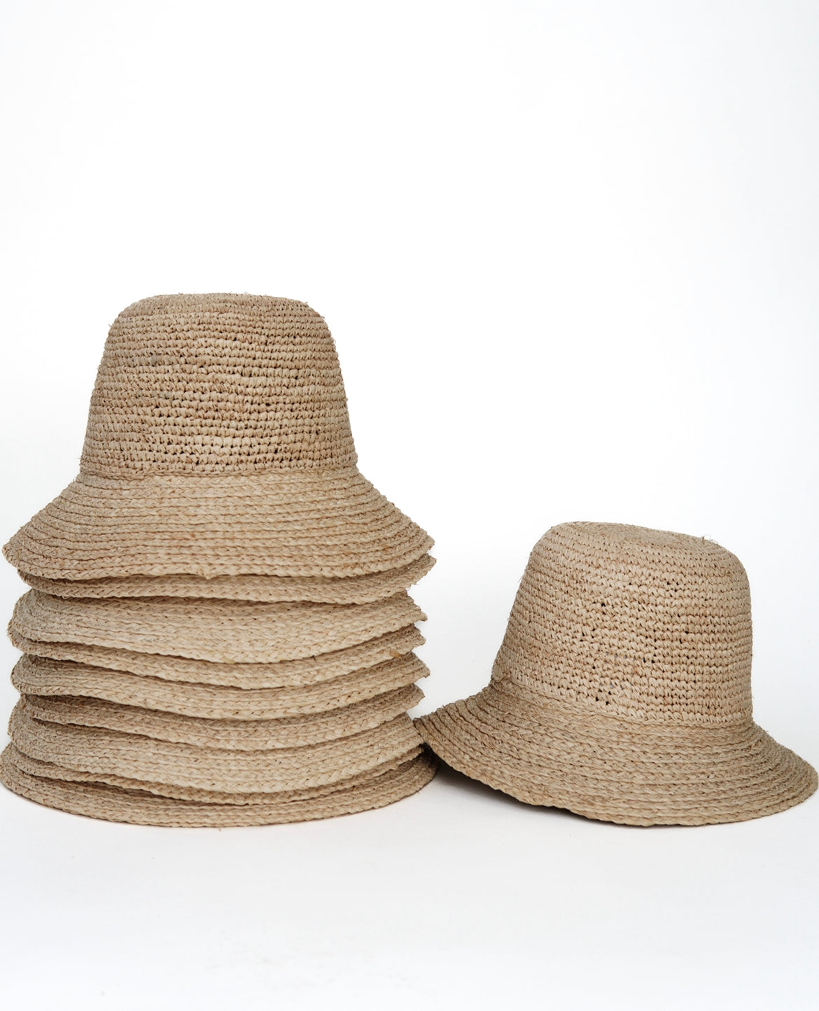 packable straw raffia bucket hat