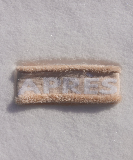 Après ski hats and headwear, reversible fleece headband. Cream knit apres headband. Tan and cream fur headband. Ski outfit hat / beanie, European ski outfit