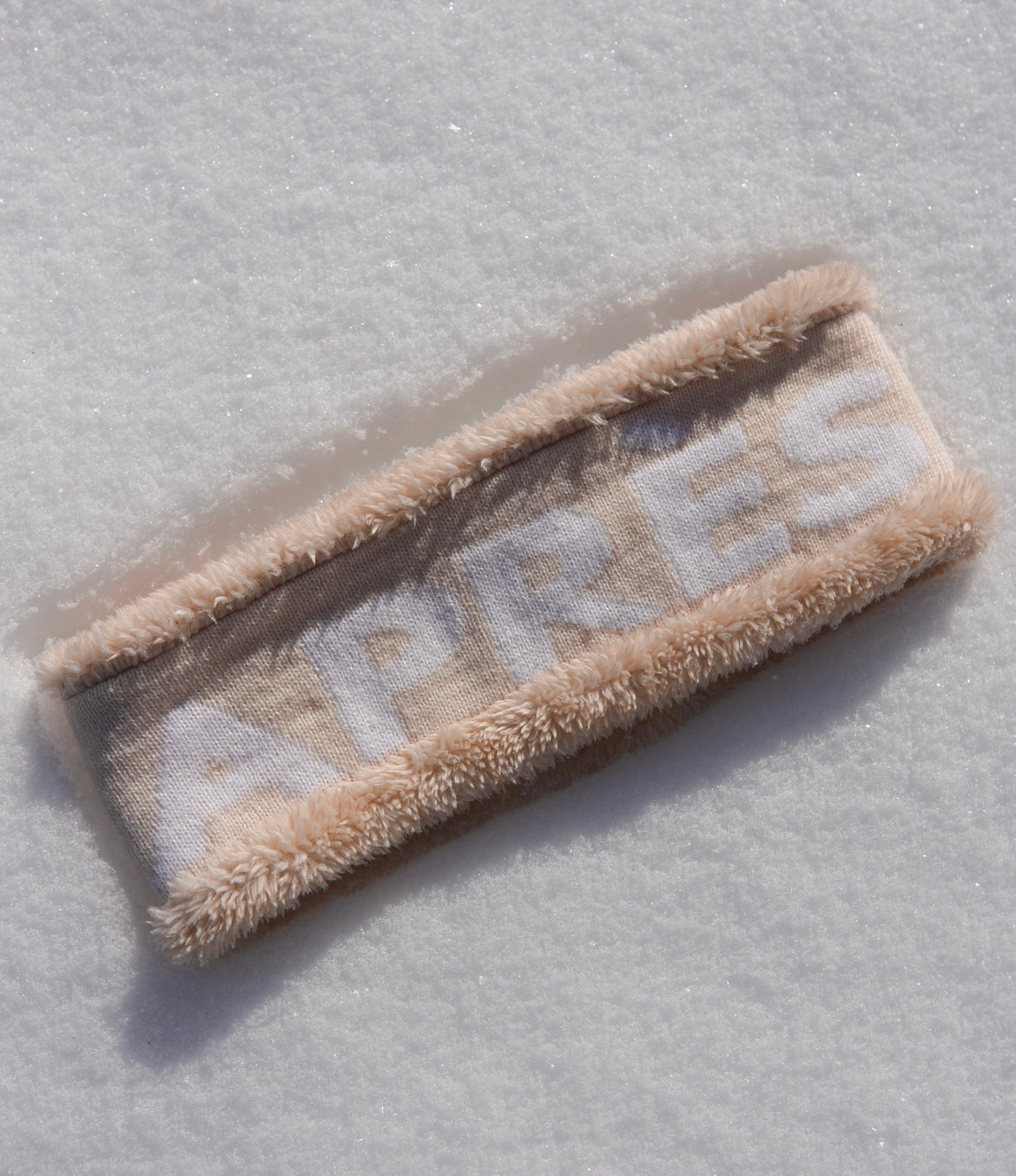 Après ski hats and headwear, reversible fleece headband. Cream knit apres headband. Tan and cream fur headband. Ski outfit hat / beanie, European ski outfit