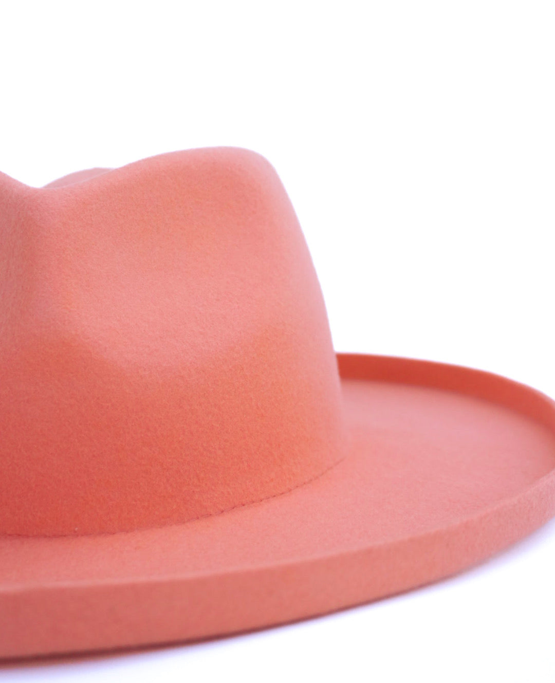 Peach felt hat, summer pink hat, papaya colored wide brim, beach hat, pencil brimmed hat, spring fashion accessory, rancher, western hat