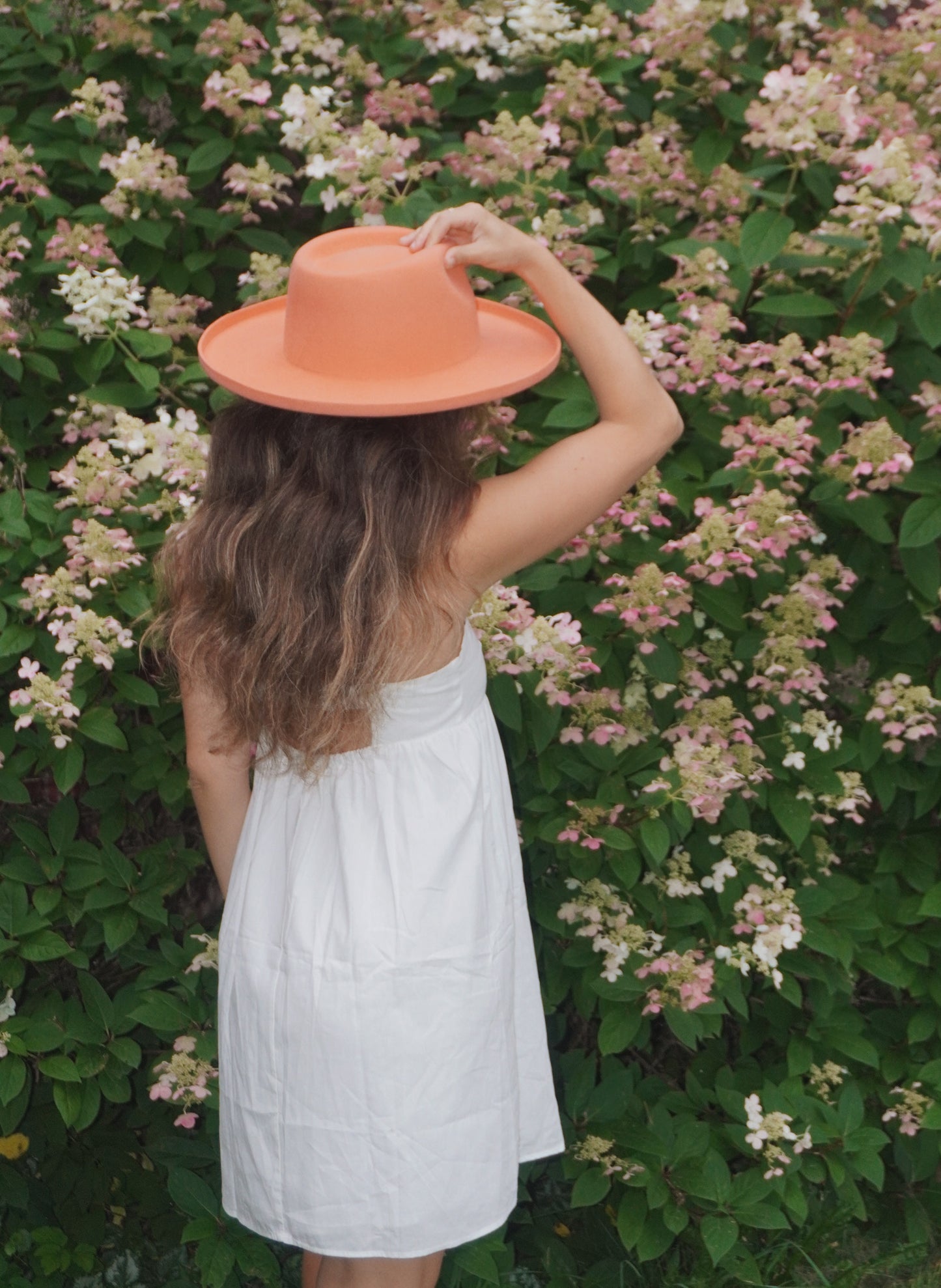 Peach felt hat, summer pink hat, papaya colored wide brim, beach hat, pencil brimmed hat, spring fashion accessory, rancher, western hat