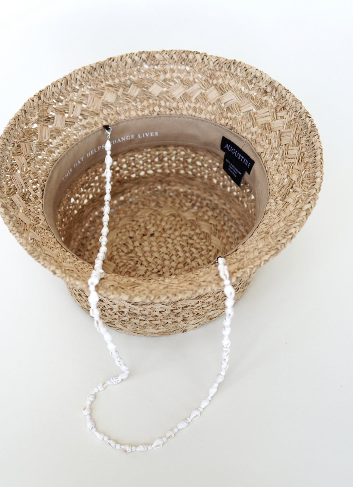 beach hat, bucket hat, seashell accessory, shell chin strap