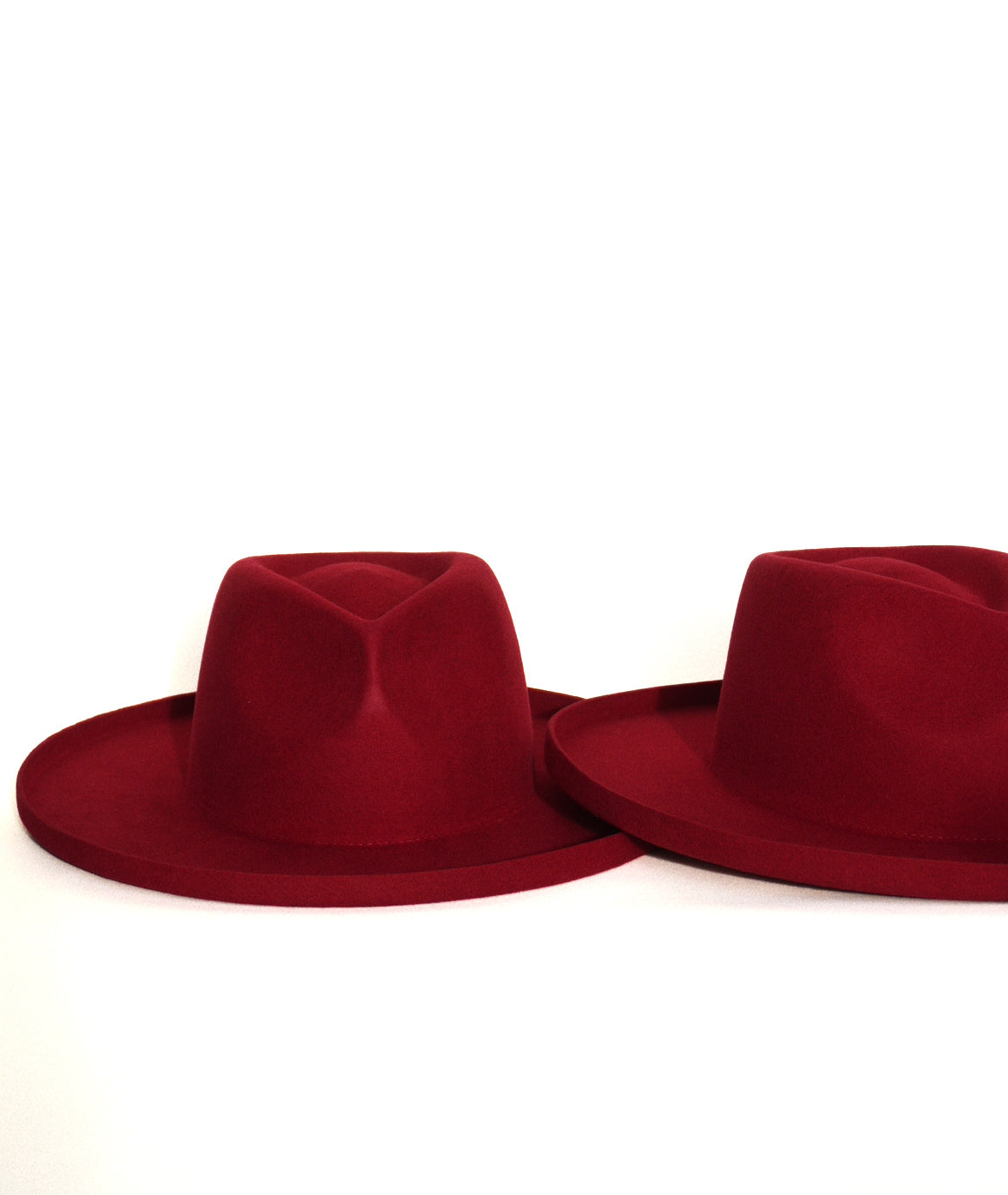 Women's red wide brim hat, red wide brimmed headwear, felt hat, pencil brim rancher, Fedora, Boater Hat