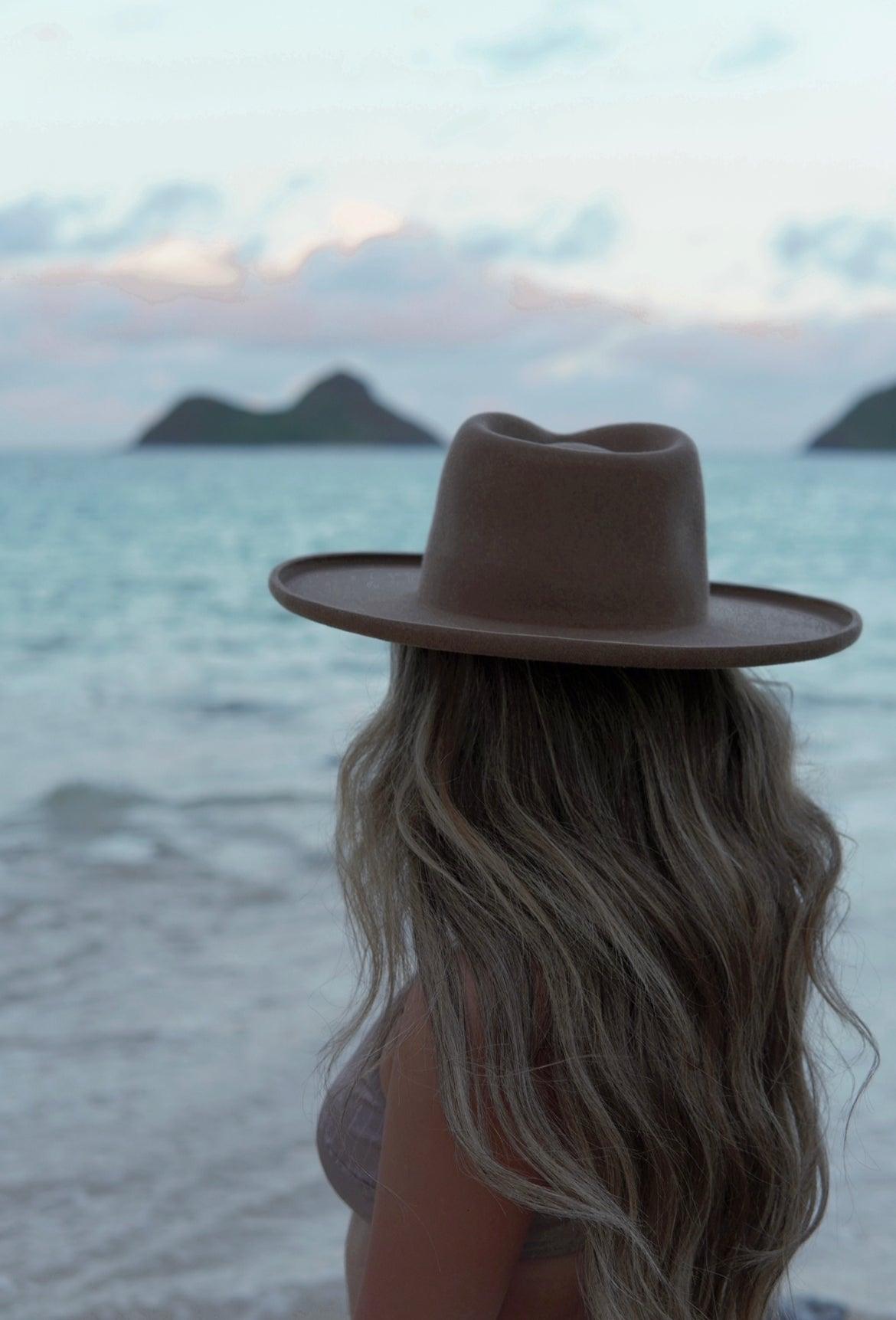 Brown pencil brim hat