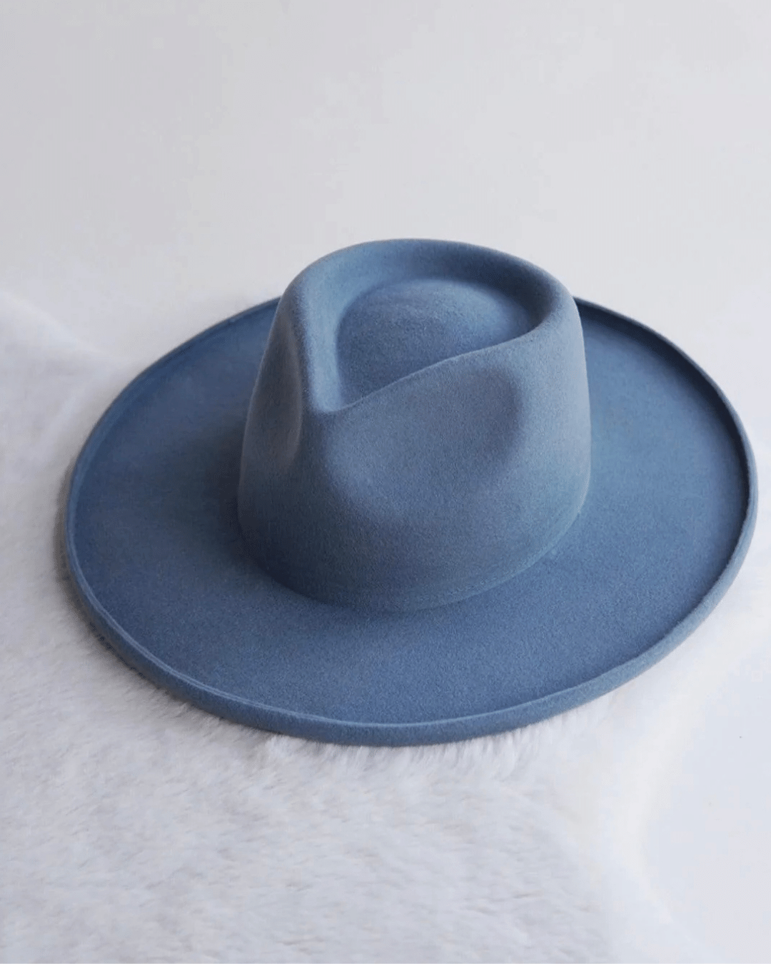 The Laguna. Augustine Hat Co. wide brim hat. Stiff Australian wool hat in blue